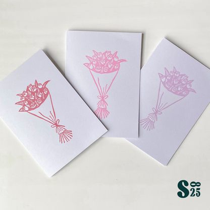 Flower Bouquet Handmade Folded Cards - Pack of 3