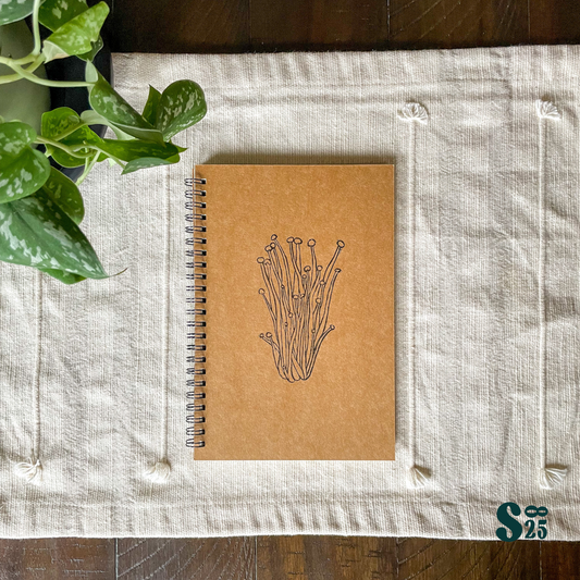 Enokitake Hand Printed Notebook