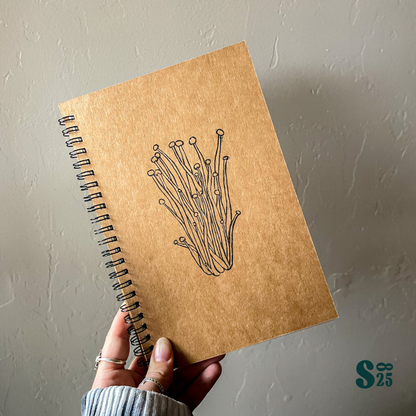 Enokitake Hand Printed Notebook