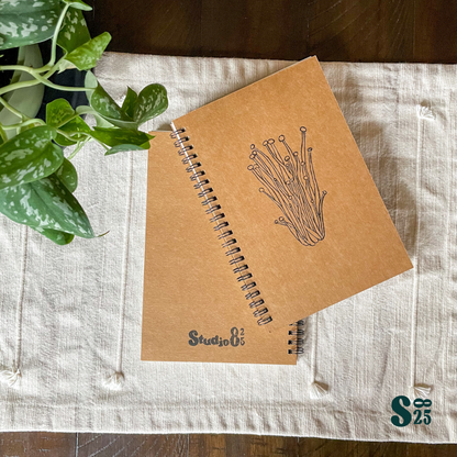 Enokitake Hand Printed Notebook