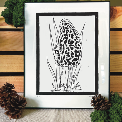 Morel Mushroom Handmade Print