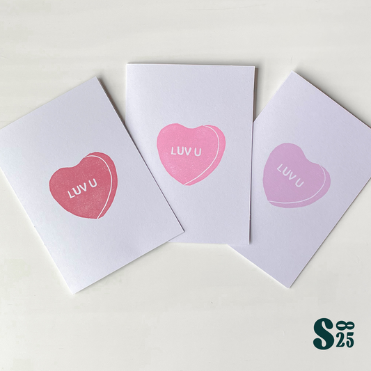 Candy Heart Handmade Folded Cards - Pack of 3