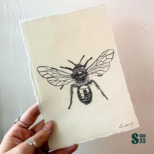 Miner Bee Handmade Print