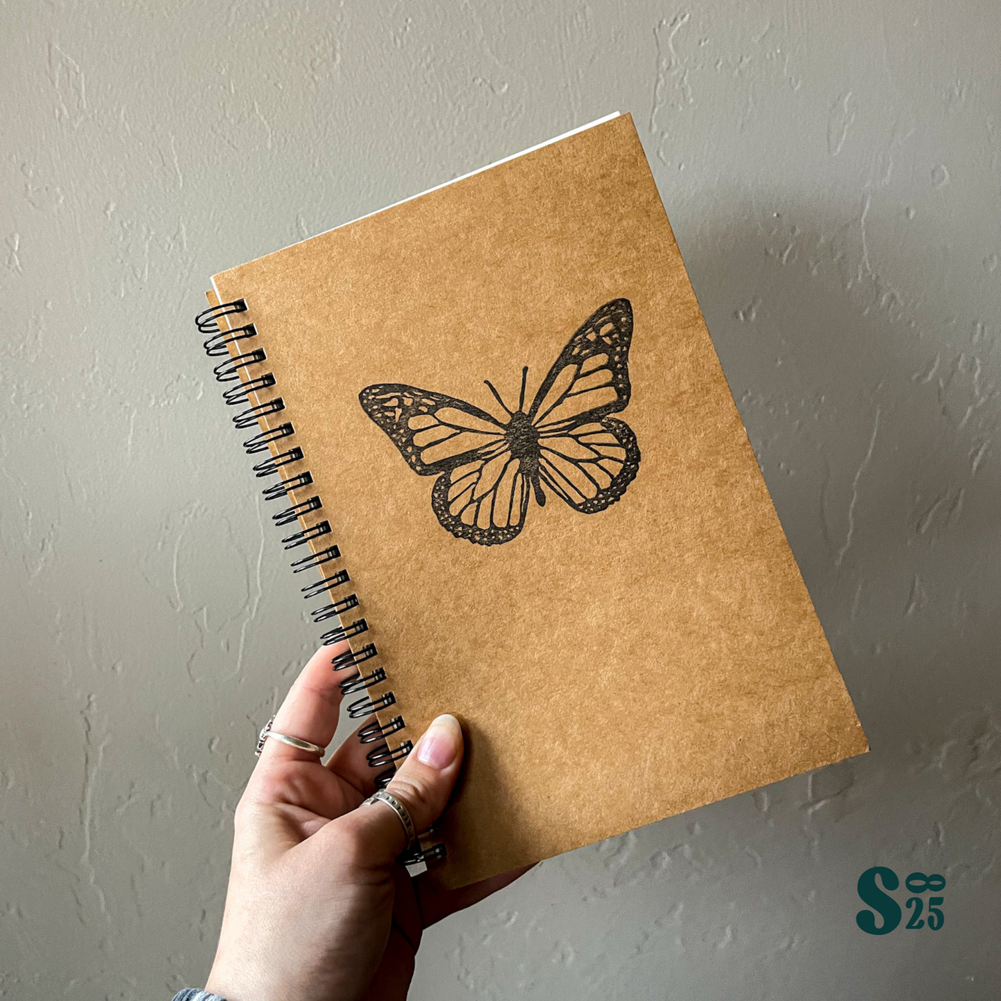 Monarch Butterfly Hand Printed Notebook