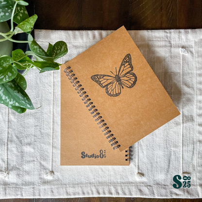 Monarch Butterfly Hand Printed Notebook