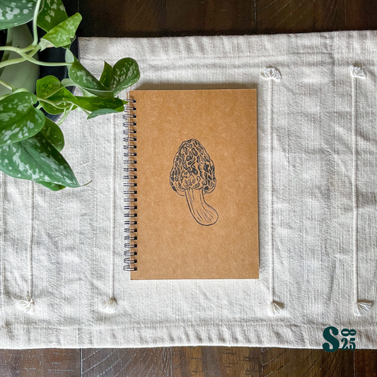 Common Morel Hand Printed Notebook