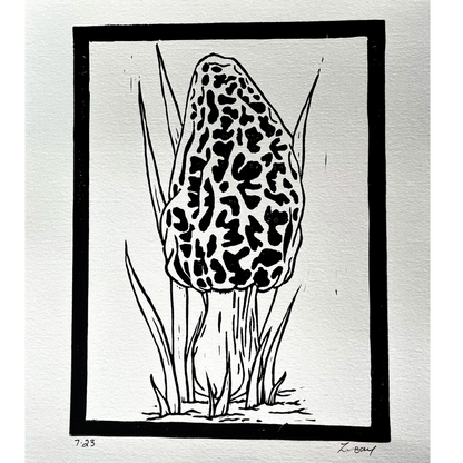 Morel Mushroom Handmade Print