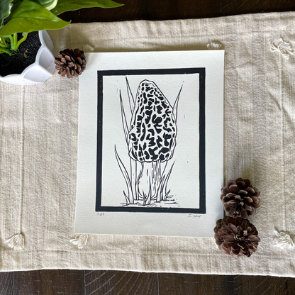 Morel Mushroom Handmade Print