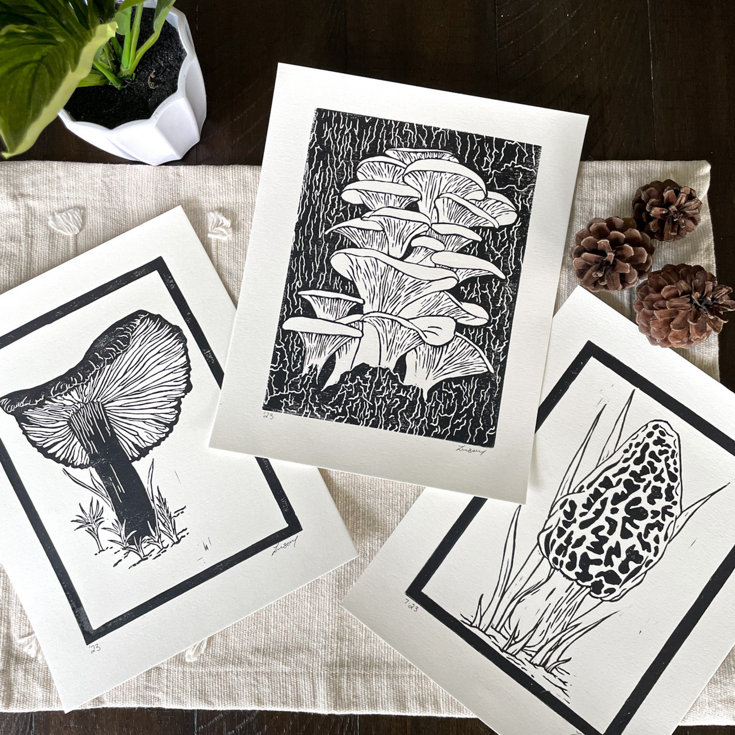 Handmade Mushroom Prints - 3 Pack