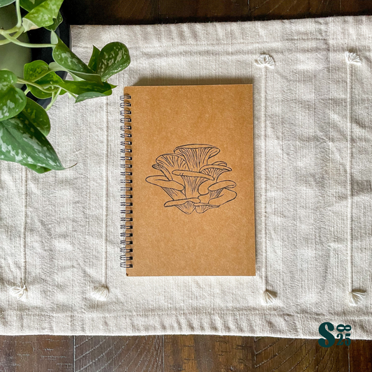 Oyster Mushroom Hand Printed Notebook