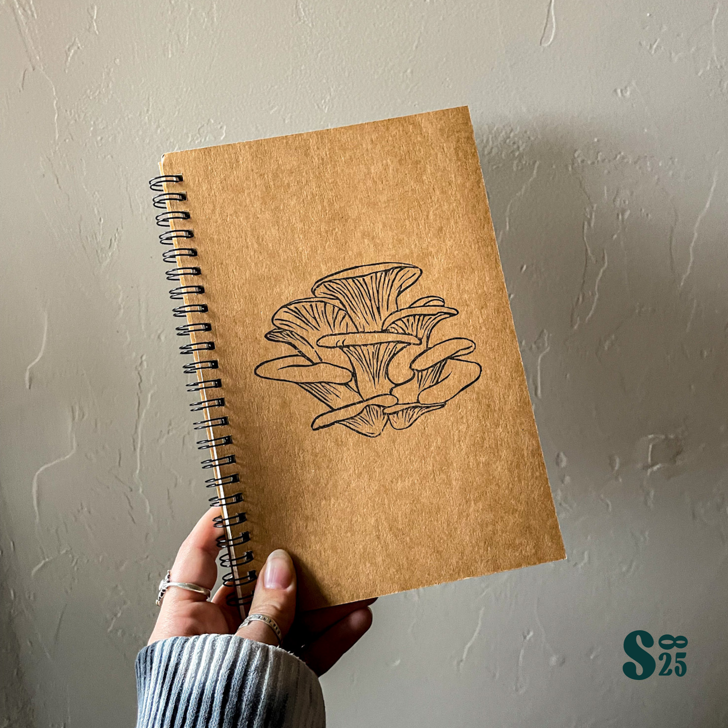 Oyster Mushroom Hand Printed Notebook