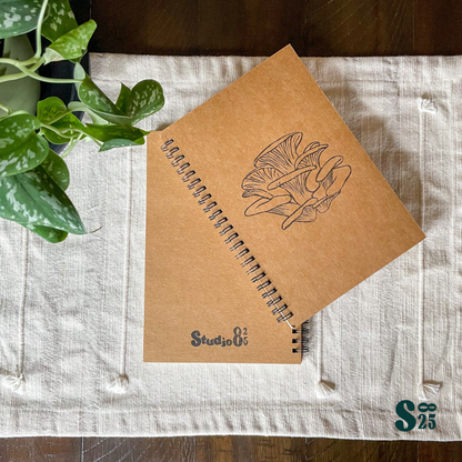 Oyster Mushroom Hand Printed Notebook