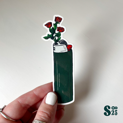 Rose Lighter Sticker - Gloss