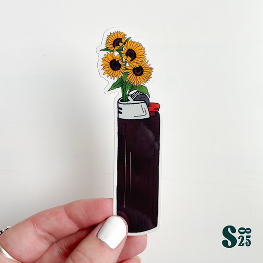 Sunflower Lighter Sticker - Gloss