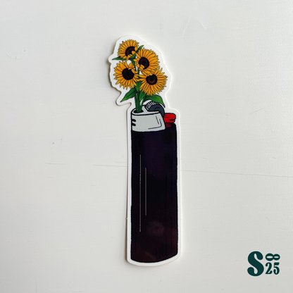 Sunflower Lighter Sticker - Gloss