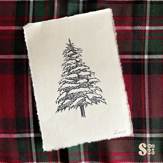 Winter Pine Handmade Print